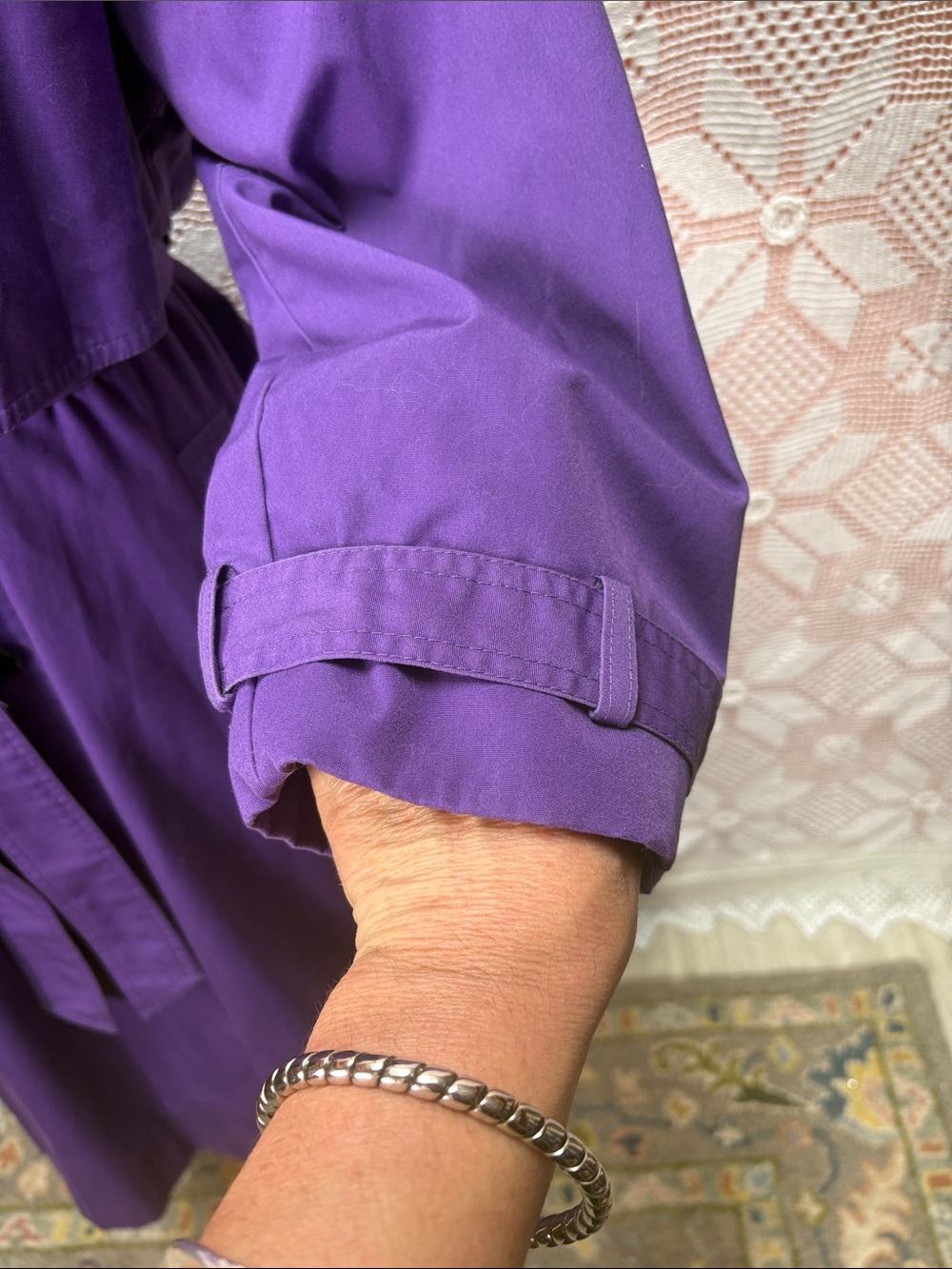 Vintage Northern Climate Purple Trench Coat Size 10 - Picture 7 of 16